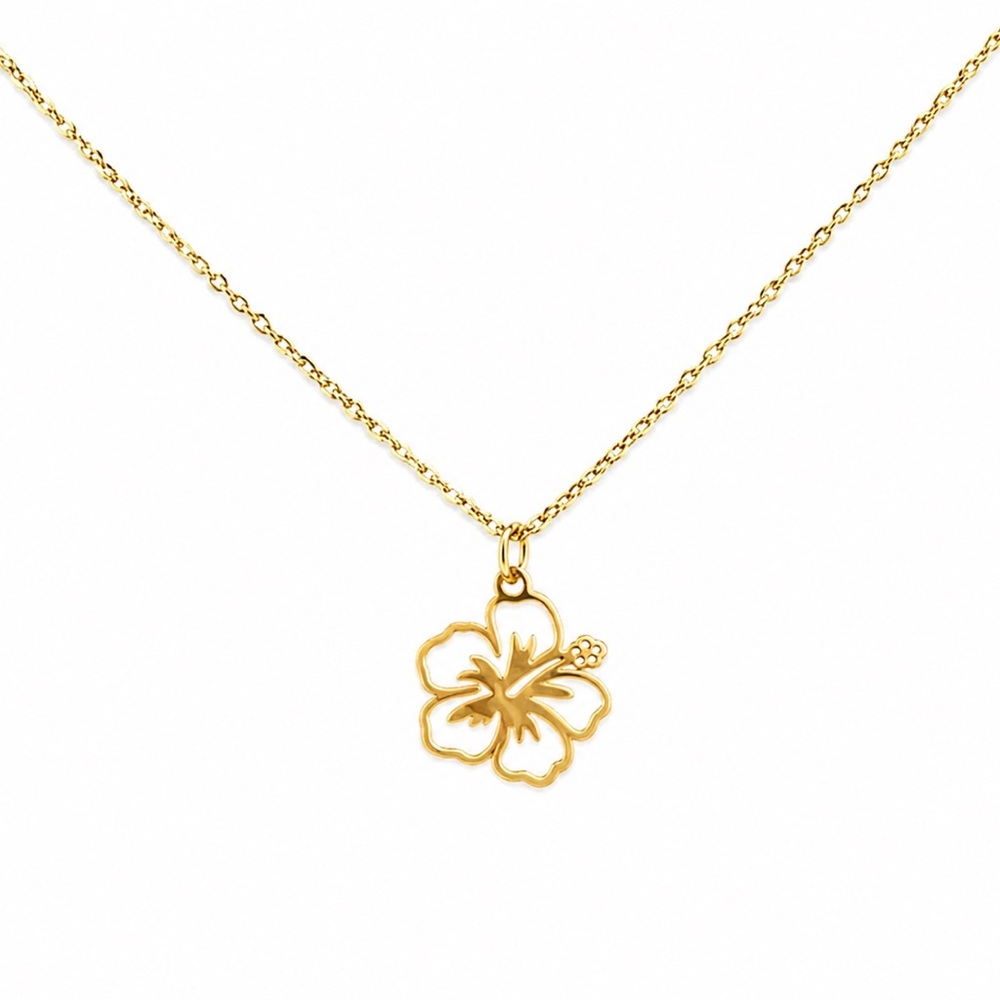 Gold Hibiscus Flower Necklace
